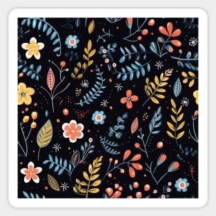 Ojibwe Floral Pattern | Native American Floral Design Black Sticker